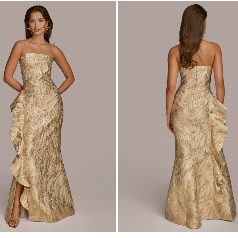 Donna Karan Gold Strapless Wedding gown 12